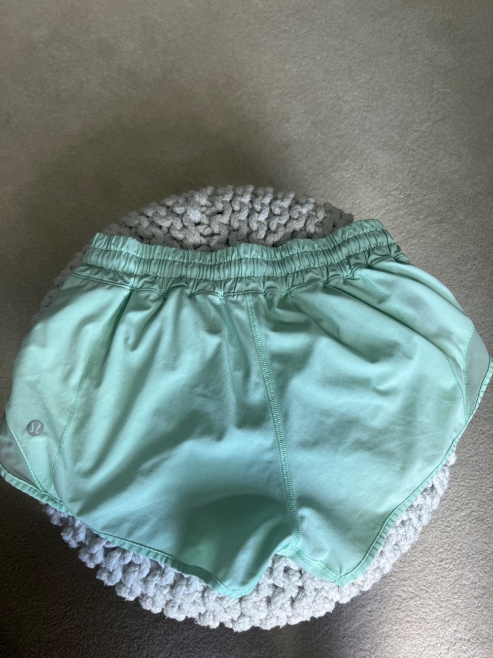 Lululemon Women's Mint Green Athletic Running Shorts with Elastic Waist - Picture 2 of 4